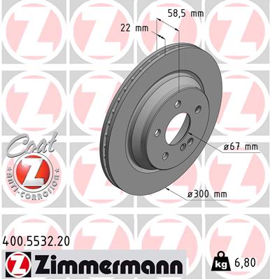 Тормозной диск coat z ZIMMERMANN 400.5532.20