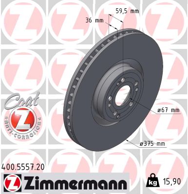 Тормозной диск coat z ZIMMERMANN 400.5557.20