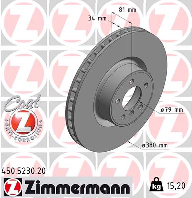 Тормозной диск coat z ZIMMERMANN 450.5230.20
