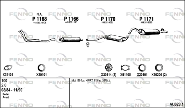 Система выпуска ог FENNO AU023.1