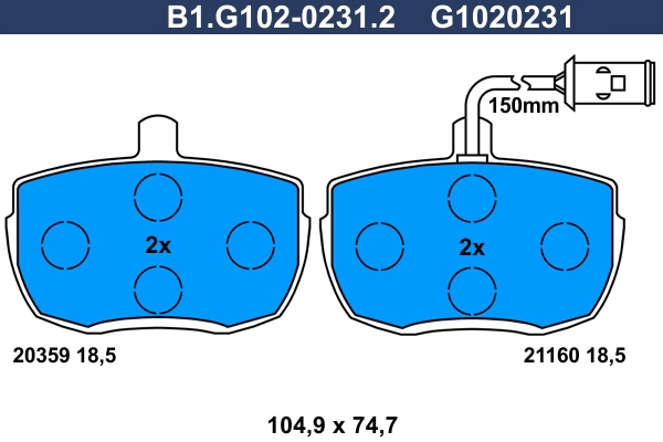 Комплект тормозных колодок дисковый тормоз GALFER B1.G102-0231.2
