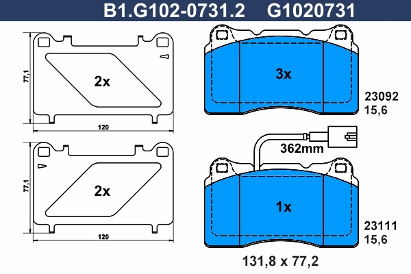 Комплект тормозных колодок дисковый тормоз GALFER B1.G102-0731.2