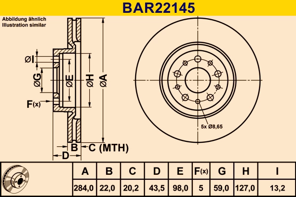 Тормозной диск BARUM BAR22145