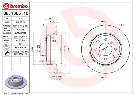 Тормозной диск BRECO BS 7015