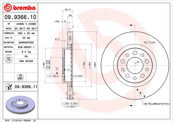 Тормозной диск BRECO BS 8617