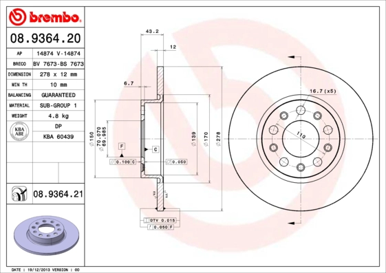 Тормозной диск coated disc line BRECO BV 7673