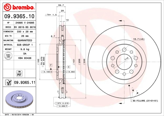 Тормозной диск coated disc line BRECO BV 8616