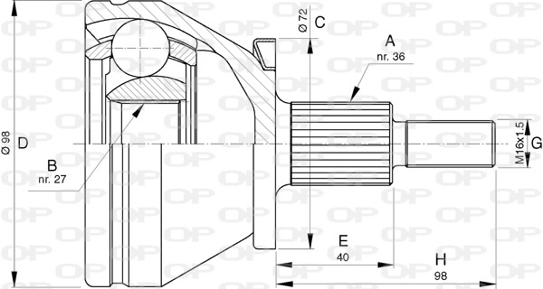Шарнирный комплект приводной вал OPEN PARTS CVJ5753.10