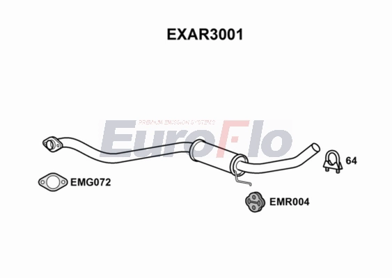 Средний глушитель выхлопных газов EUROFLO EXAR3001