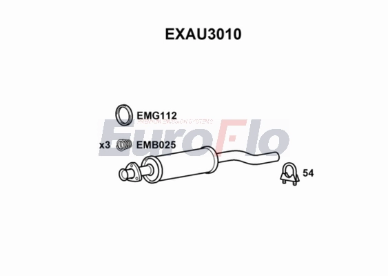 Средний глушитель выхлопных газов EUROFLO EXAU3010