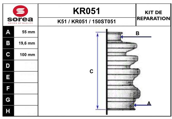 Комплект пыльника приводной вал EAI KR051