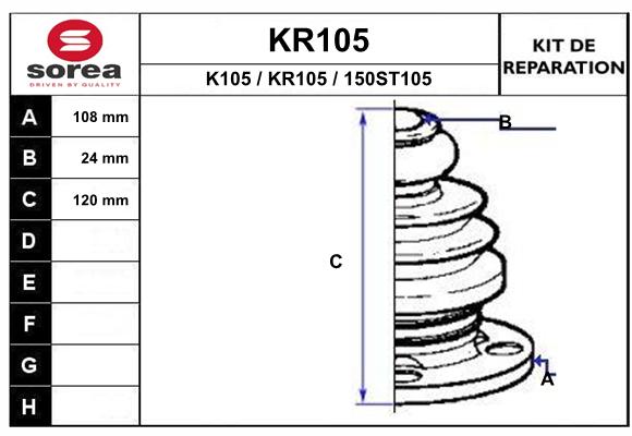 Комплект пыльника приводной вал EAI KR105
