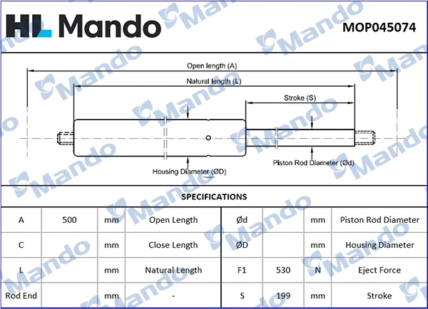 Газовая пружина крышка багажник MANDO MOP045074