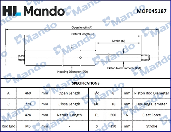 Газовая пружина крышка багажник MANDO MOP045187