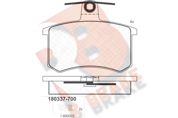 Комплект тормозных колодок дисковый тормоз R BRAKE RB0337-700