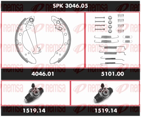 Комплект тормозов барабанный тормозной механизм super precision kit REMSA SPK 3046.05
