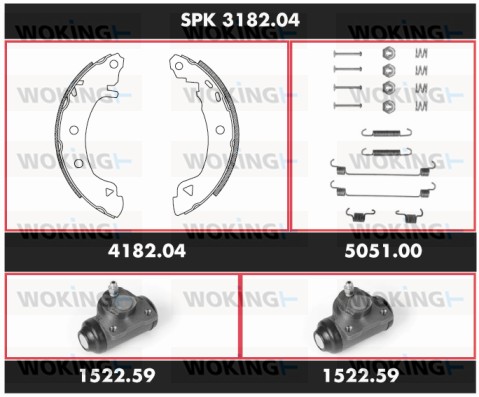 Комплект тормозов барабанный тормозной механизм super precision kit WOKING SPK 3182.04