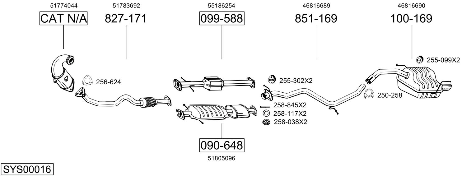 Система выпуска ог BOSAL SYS00016