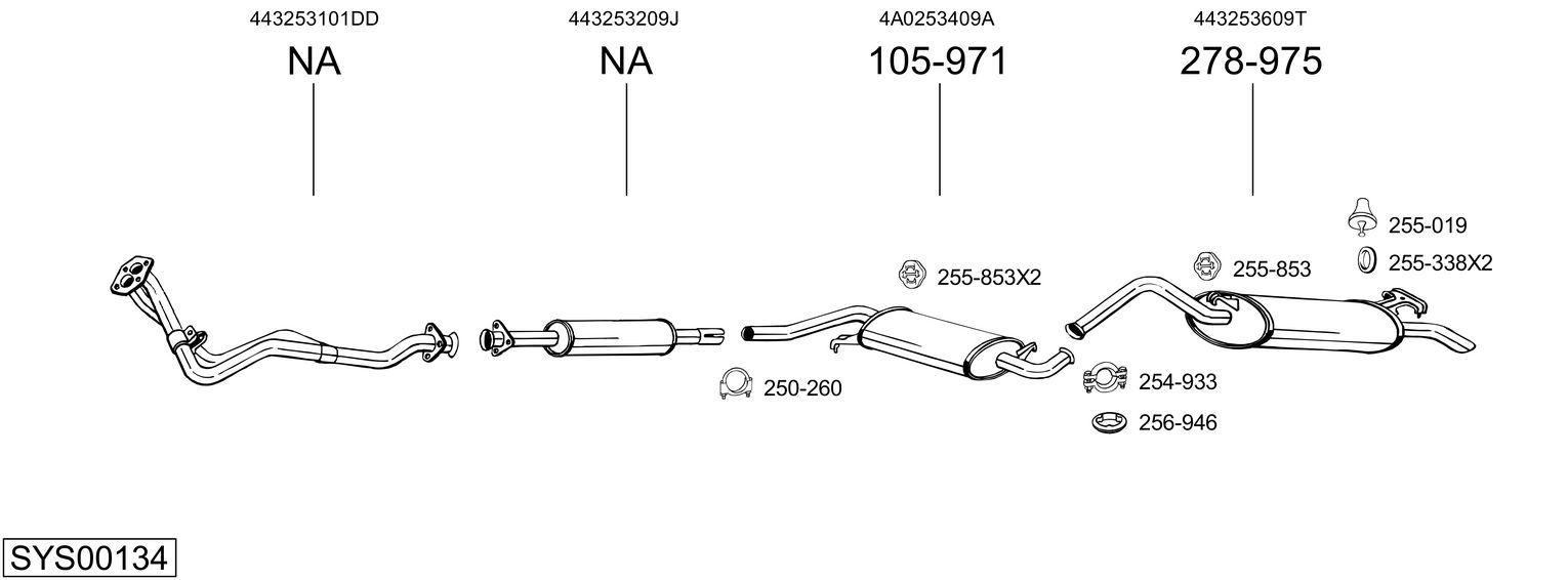 Система выпуска ог BOSAL SYS00134