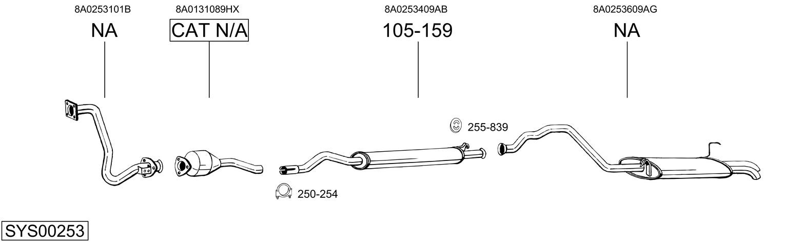 Система выпуска ог BOSAL SYS00253