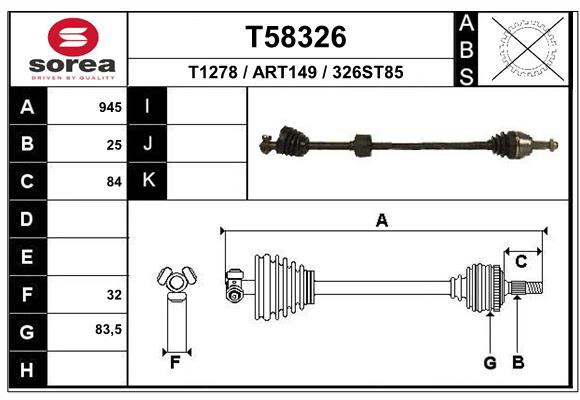 Приводной вал EAI T58326