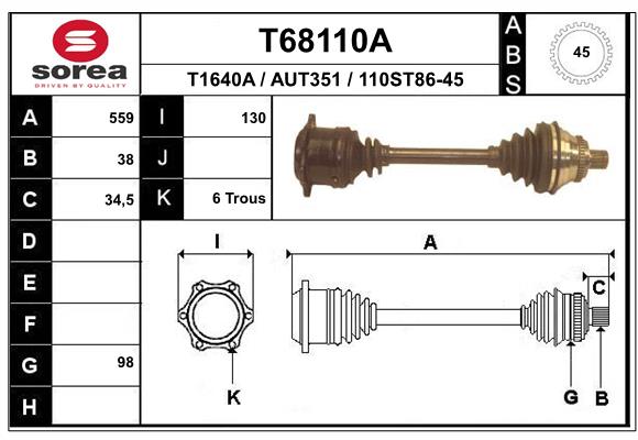 Приводной вал EAI T68110A