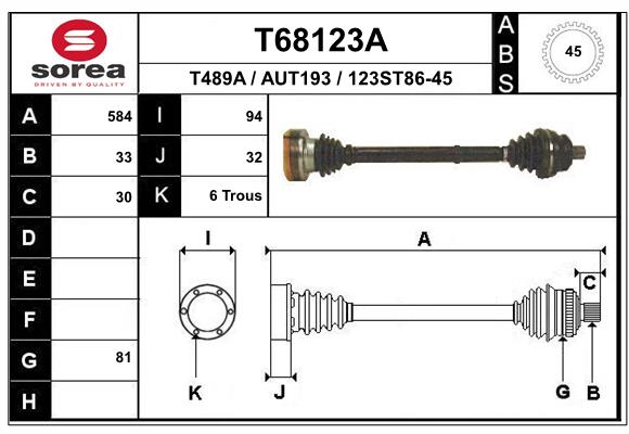 Приводной вал EAI T68123A