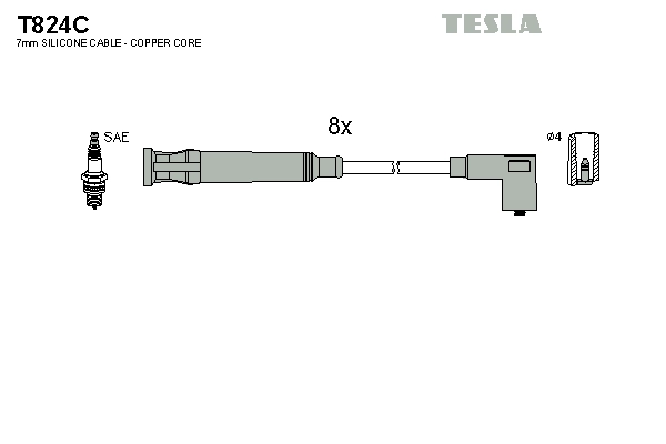 Комплект проводов зажигания original TESLA T824C