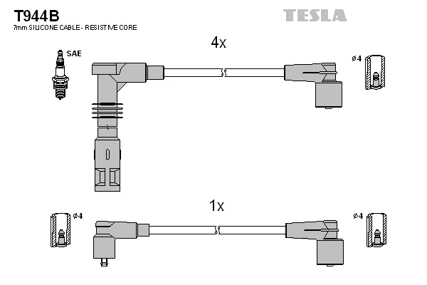 Комплект проводов зажигания alternative TESLA T944B