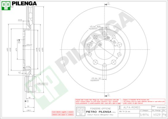 Тормозной диск PILENGA V029