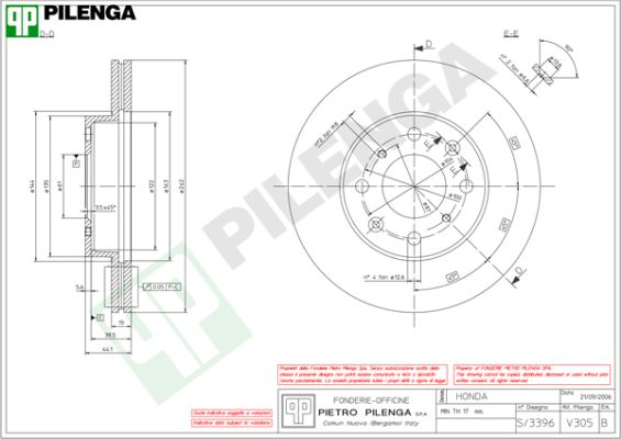 Тормозной диск PILENGA V305
