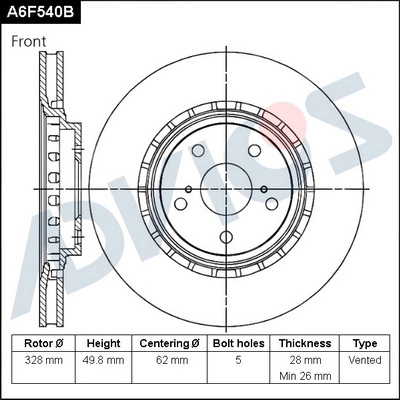 Тормозной диск ADVICS A6F540B