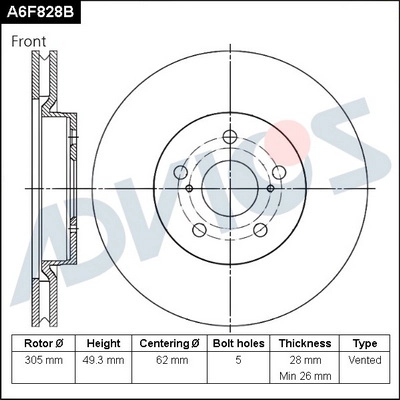Тормозной диск ADVICS A6F828B