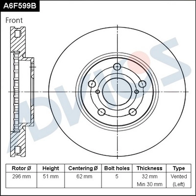 Тормозной диск ADVICS A6F599B