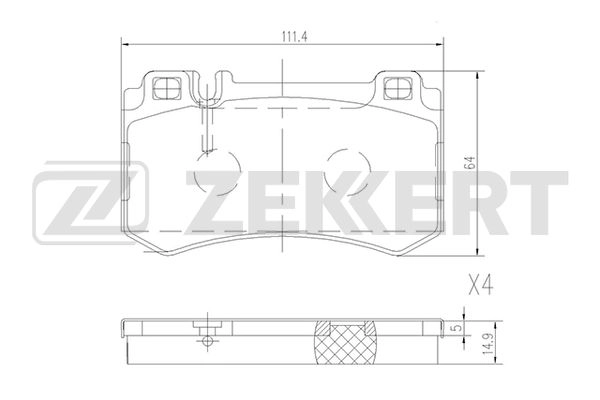 Комплект тормозных колодок дисковый тормоз ZEKKERT BS-1194