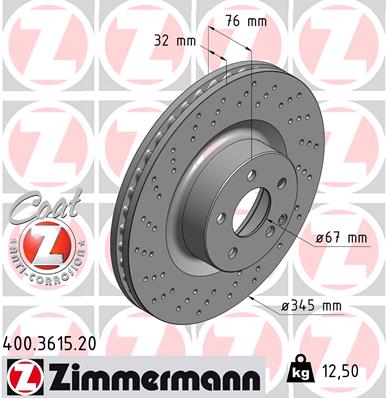 Тормозной диск coat z ZIMMERMANN 400.3615.20
