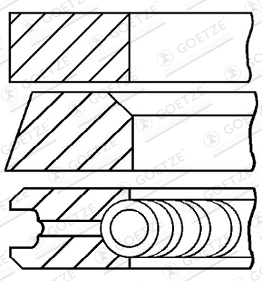Комплект поршневых колец goetze diamond coated GOETZE ENGINE 08-433407-00