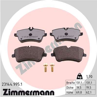 Комплект тормозных колодок дисковый тормоз rdz ZIMMERMANN 23144.995.1