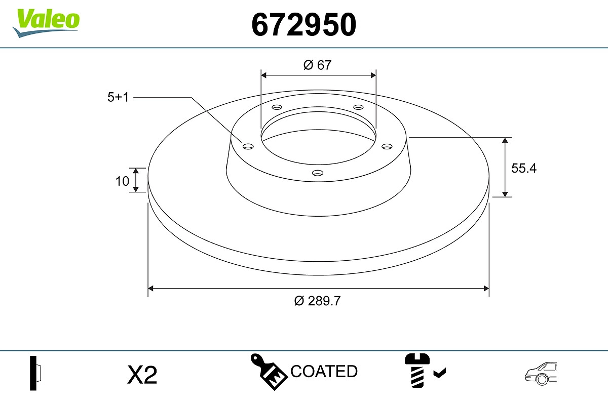 Тормозной диск coated VALEO 672950