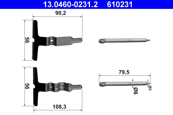 Комплектующие колодки дискового тормоза ATE 13.0460-0231.2