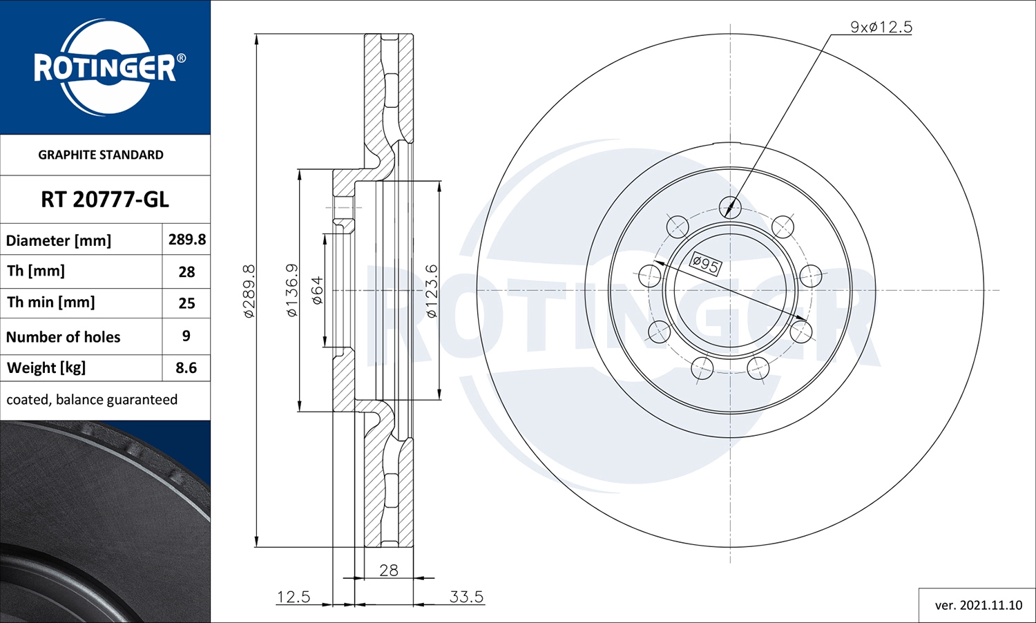 Тормозной диск graphite line ROTINGER RT 20777-GL