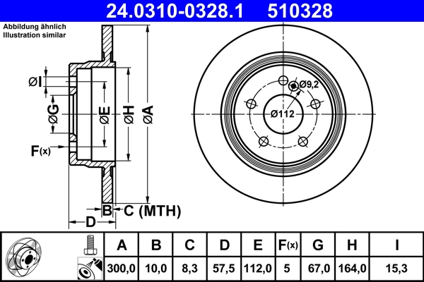 Тормозной диск powerdisc ATE 24.0310-0328.1