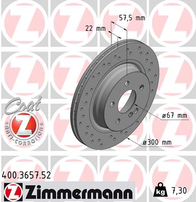 Тормозной диск sport brake disc z ZIMMERMANN 400.3657.52