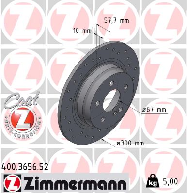 Тормозной диск sport brake disc z ZIMMERMANN 400.3656.52