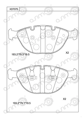 Комплект тормозных колодок дисковый тормоз ASIMCO KD7075