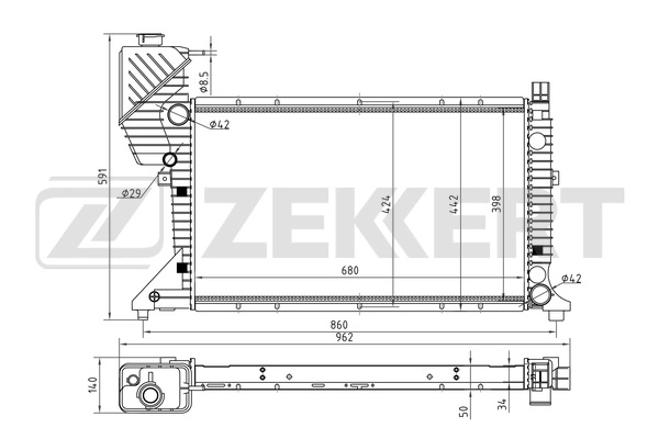 Радиатор охлаждение двигателя ZEKKERT MK-1038