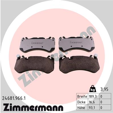 Комплект тормозных колодок дисковый тормоз rdz ZIMMERMANN 24681.966.1