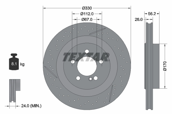 Тормозной диск pro+ TEXTAR 92151605