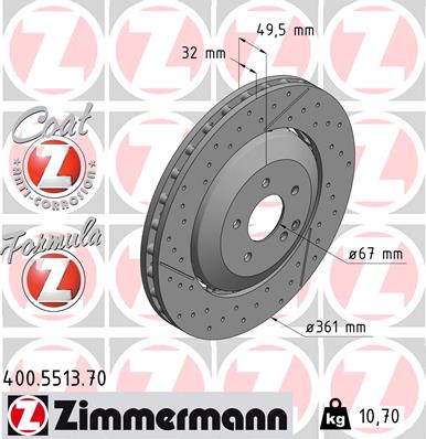 Тормозной диск formula z brake disc ZIMMERMANN 400.5513.70