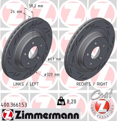 Тормозной диск black z ZIMMERMANN 400.3661.53